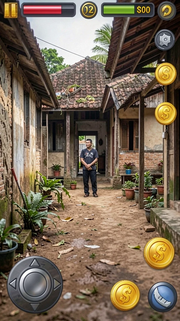 Screenshot saat karakter sedang bertarung di level sulit.