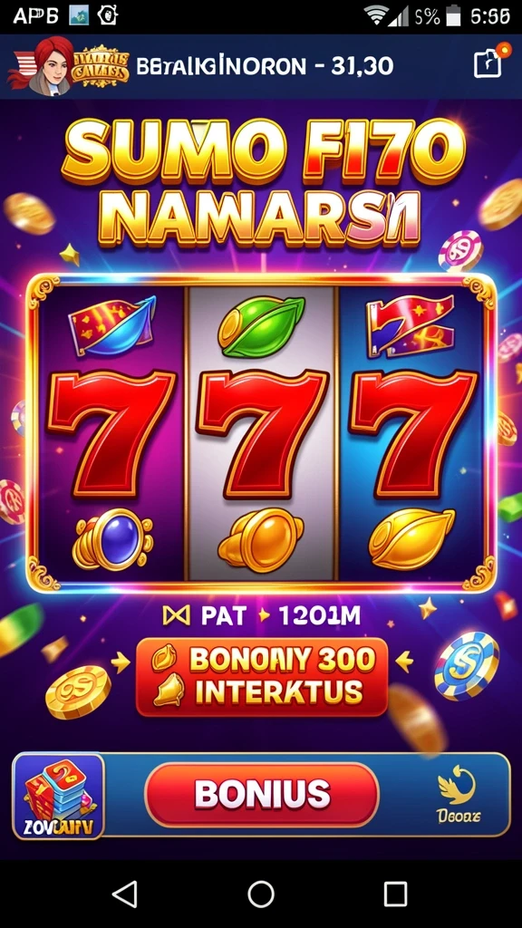 Screenshot menunjukkan karakter utama dengan latar belakang penuh warna.