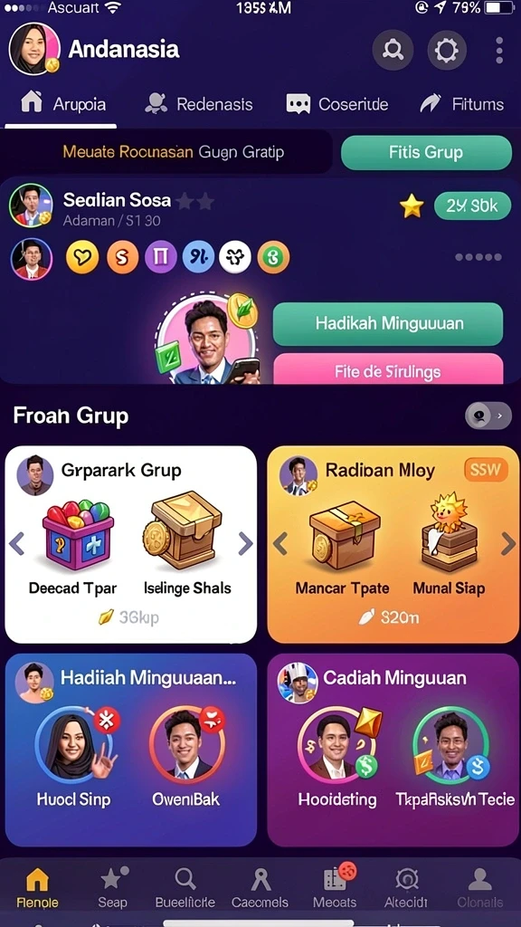 Tangkapan layar fitur interaksi sosial antar pemain.