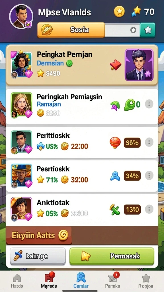 Screenshot fitur upgrade karakter yang menarik.