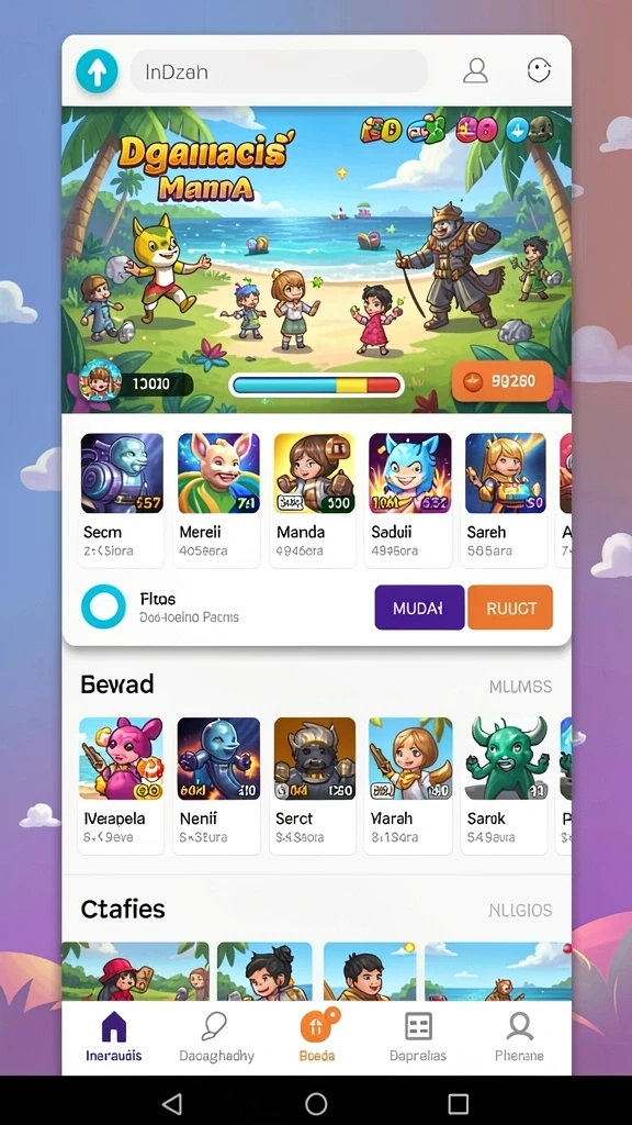 Screenshot memperlihatkan level dengan pemandangan indah.