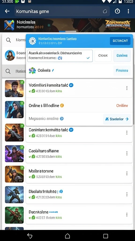 Screenshot mode permainan dengan banyak pilihan.